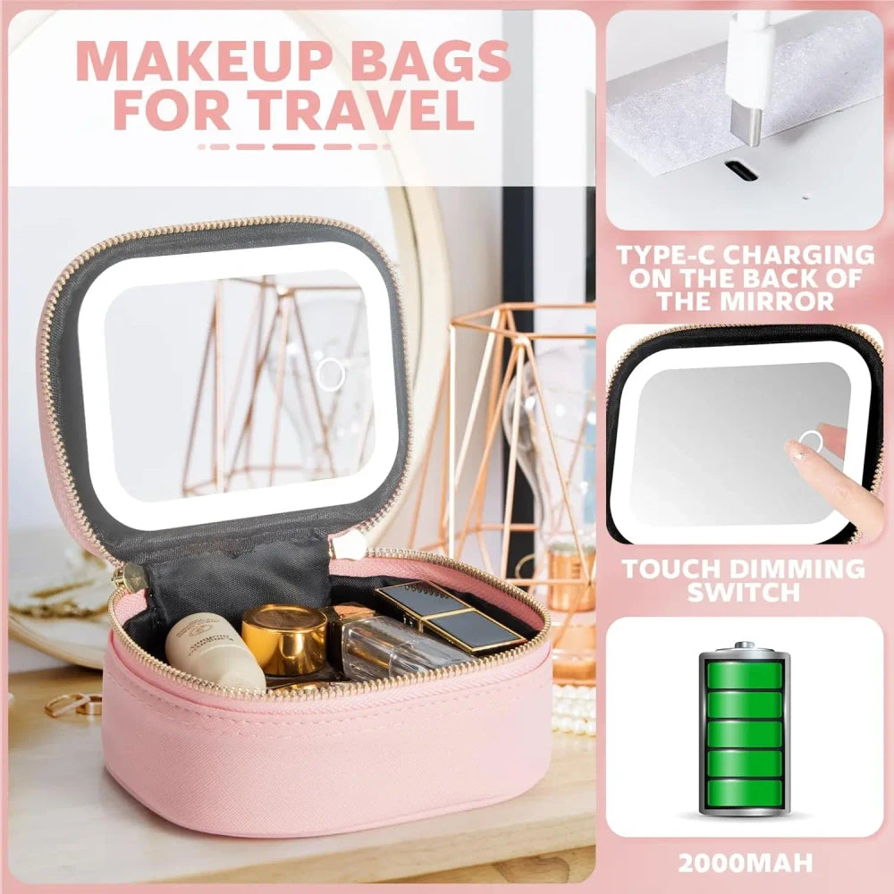 Mini Makeup Bag LED Mirror
